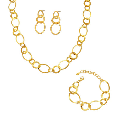 316L Stainless Steel 18K Gold Plated Geometric Linked Circle Statement Jewelry Collection - Image 7