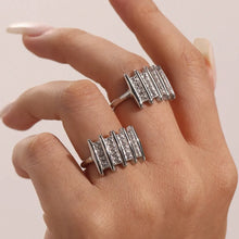 316L Stainless Steel 18K Gold Plated Geometric Micro-Pave Zircon Open Square Ring - Image 3