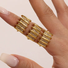 316L Stainless Steel 18K Gold Plated Geometric Micro-Pave Zircon Open Square Ring - Image 4