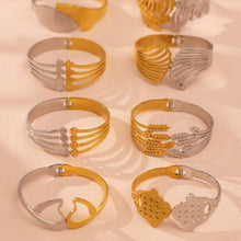 316L Stainless Steel 18K Gold Plated Geometric Openwork Bangle - Image 2