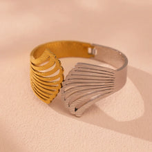 316L Stainless Steel 18K Gold Plated Geometric Openwork Bangle - Image 4