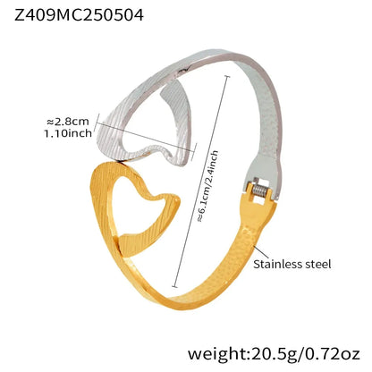 316L Stainless Steel 18K Gold Plated Geometric Openwork Bangle - Image 8