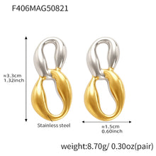 316L Stainless Steel 18K Gold Plated Geometric Two-Tone Figure Eight Earrings - Image 1
