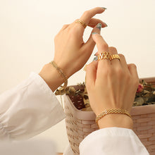 316L Stainless Steel 18K Gold Plated Geometric Watchband Bracelet - Image 2
