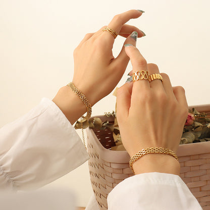 316L Stainless Steel 18K Gold Plated Geometric Watchband Bracelet - Image 2