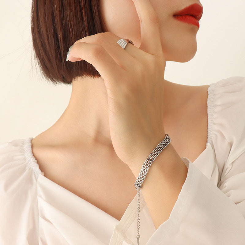 316L Stainless Steel 18K Gold Plated Geometric Watchband Bracelet - Image 4
