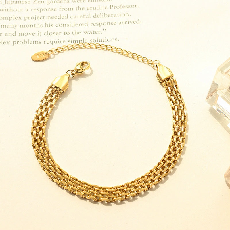 316L Stainless Steel 18K Gold Plated Geometric Watchband Bracelet - Image 6