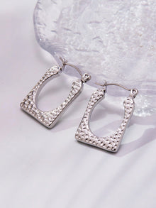 316L Stainless Steel 18K Gold Plated Hammered Irregular Drop Earrings - Image 3