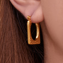 316L Stainless Steel 18K Gold Plated Hammered Irregular Drop Earrings - Image 4