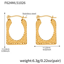 316L Stainless Steel 18K Gold Plated Hammered Irregular Drop Earrings - Image 9
