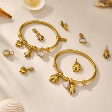 316L Stainless Steel 18K Gold Plated Heart Bear Elephant Charm Bracelet - Image 6