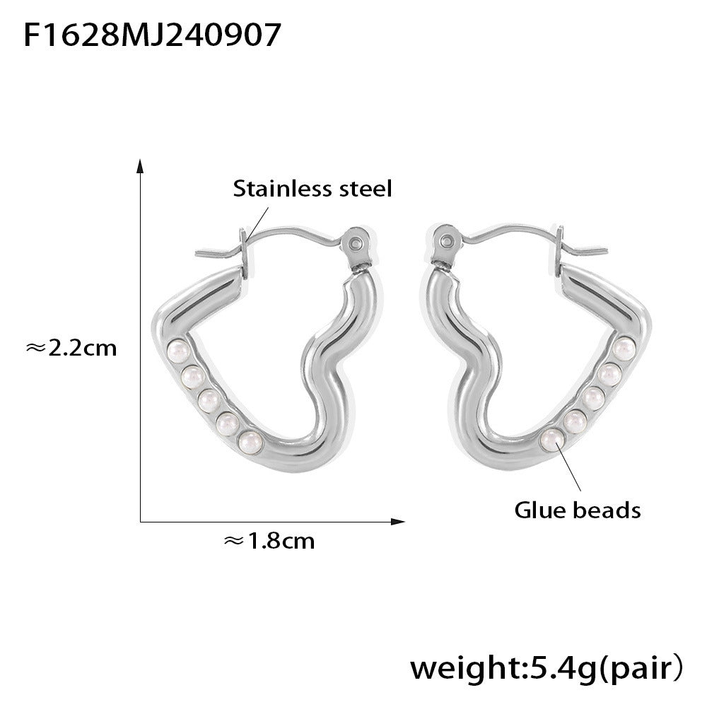 316L Stainless Steel 18K Gold Plated Heart Stud Earrings - Image 6