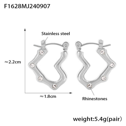 316L Stainless Steel 18K Gold Plated Heart Stud Earrings - Image 8