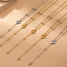316L Stainless Steel 18K Gold Plated Heart Zircon Y-Necklace - Image 2