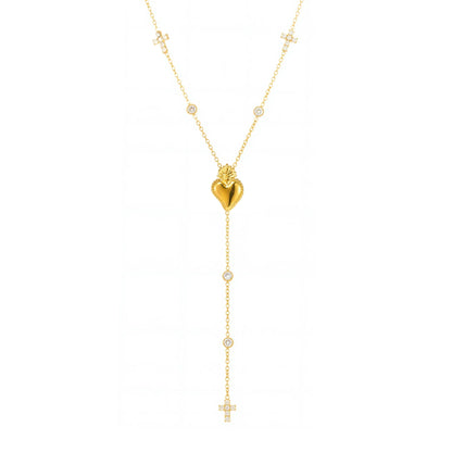 316L Stainless Steel 18K Gold Plated Heart Zircon Y-Necklace - Image 5