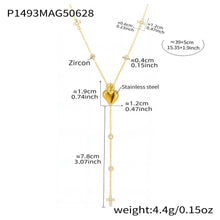 316L Stainless Steel 18K Gold Plated Heart Zircon Y-Necklace - Image 6