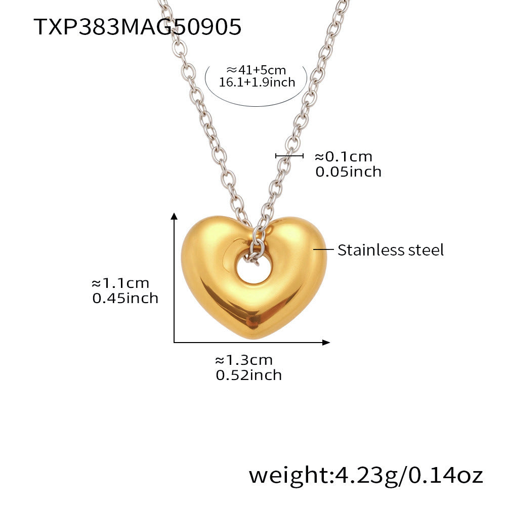 316L Stainless Steel 18K Gold Plated High-Quality Heart Pendant Necklace & Earrings Set - Image 2