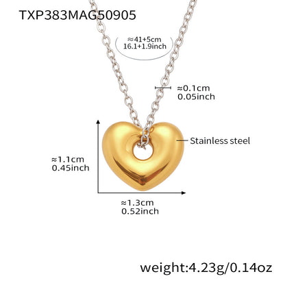 316L Stainless Steel 18K Gold Plated High-Quality Heart Pendant Necklace & Earrings Set - Image 2