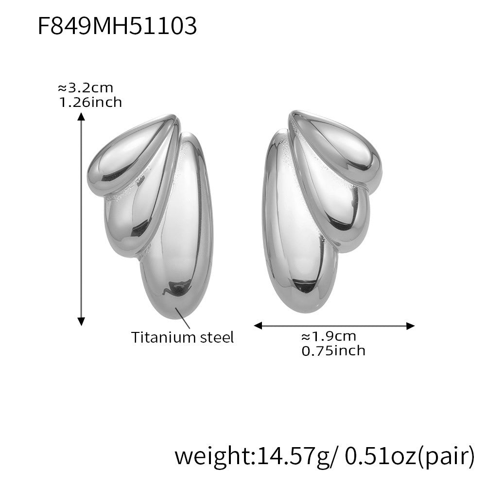 316L Stainless Steel 18K Gold Plated Highly Polished Geometric Angel Wing Earrings - Image 10