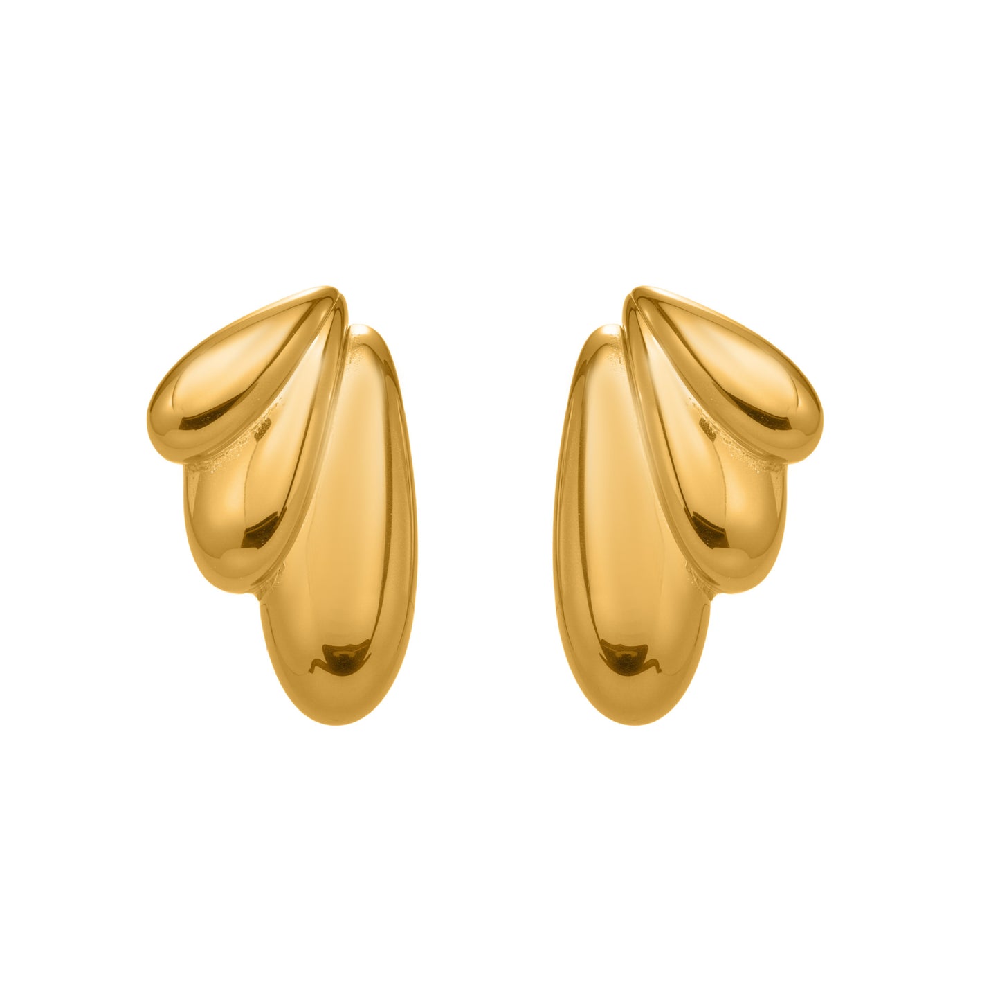 316L Stainless Steel 18K Gold Plated Highly Polished Geometric Angel Wing Earrings - Image 7