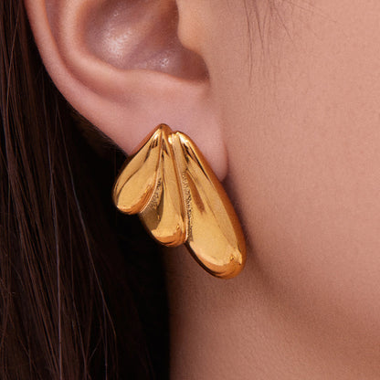 316L Stainless Steel 18K Gold Plated Highly Polished Geometric Angel Wing Earrings - Image 8