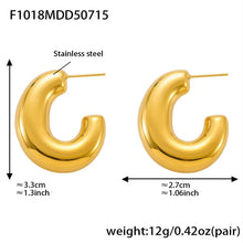 316L Stainless Steel 18K Gold Plated Hollow C-Hoop Earrings - Image 6