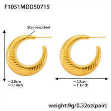 316L Stainless Steel 18K Gold Plated Hollow C-Hoop Earrings - Image 9