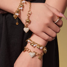316L Stainless Steel 18K Gold Plated Hollow Heart Pearl Bracelet & Necklace - Image 7