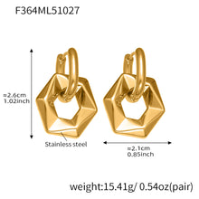 316L Stainless Steel 18K Gold Plated Hollow Hexagon Hoop Earrings - Image 5