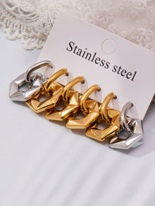 316L Stainless Steel 18K Gold Plated Hollow Hexagon Hoop Earrings - Image 7