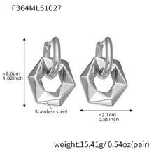 316L Stainless Steel 18K Gold Plated Hollow Hexagon Hoop Earrings - Image 9