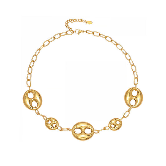 316L Stainless Steel 18K Gold Plated Hollow Mariner Link Chain Necklace - Image 2