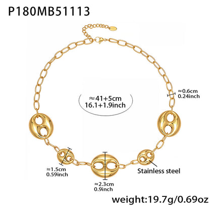 316L Stainless Steel 18K Gold Plated Hollow Mariner Link Chain Necklace - Image 3