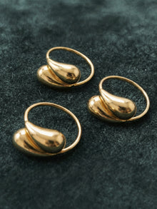 316L Stainless Steel 18K Gold Plated Hollow Waterdrop Open Ring - Image 4