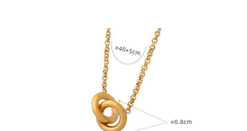 316L Stainless Steel 18K Gold Plated Interlocking Circles Pendant Necklace - Image 1