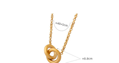 316L Stainless Steel 18K Gold Plated Interlocking Circles Pendant Necklace - Image 1