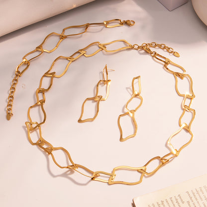 316L Stainless Steel 18K Gold Plated Irregular Geometric Jewelry Collection - Image 1