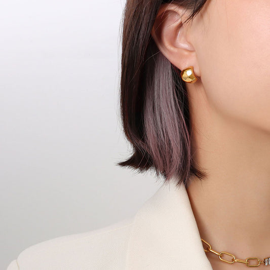 316L Stainless Steel 18K Gold Plated Irregular Geometric Rhombus Stud Earrings - Image 1