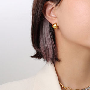 316L Stainless Steel 18K Gold Plated Irregular Geometric Rhombus Stud Earrings - Image 2