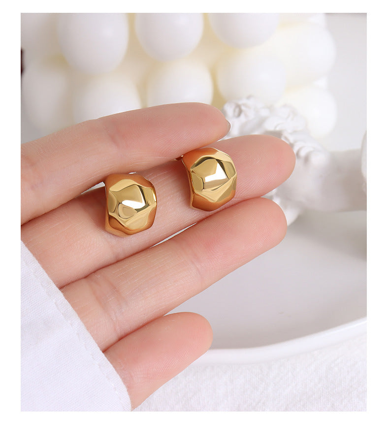 316L Stainless Steel 18K Gold Plated Irregular Geometric Rhombus Stud Earrings - Image 3
