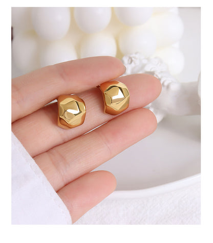 316L Stainless Steel 18K Gold Plated Irregular Geometric Rhombus Stud Earrings - Image 3