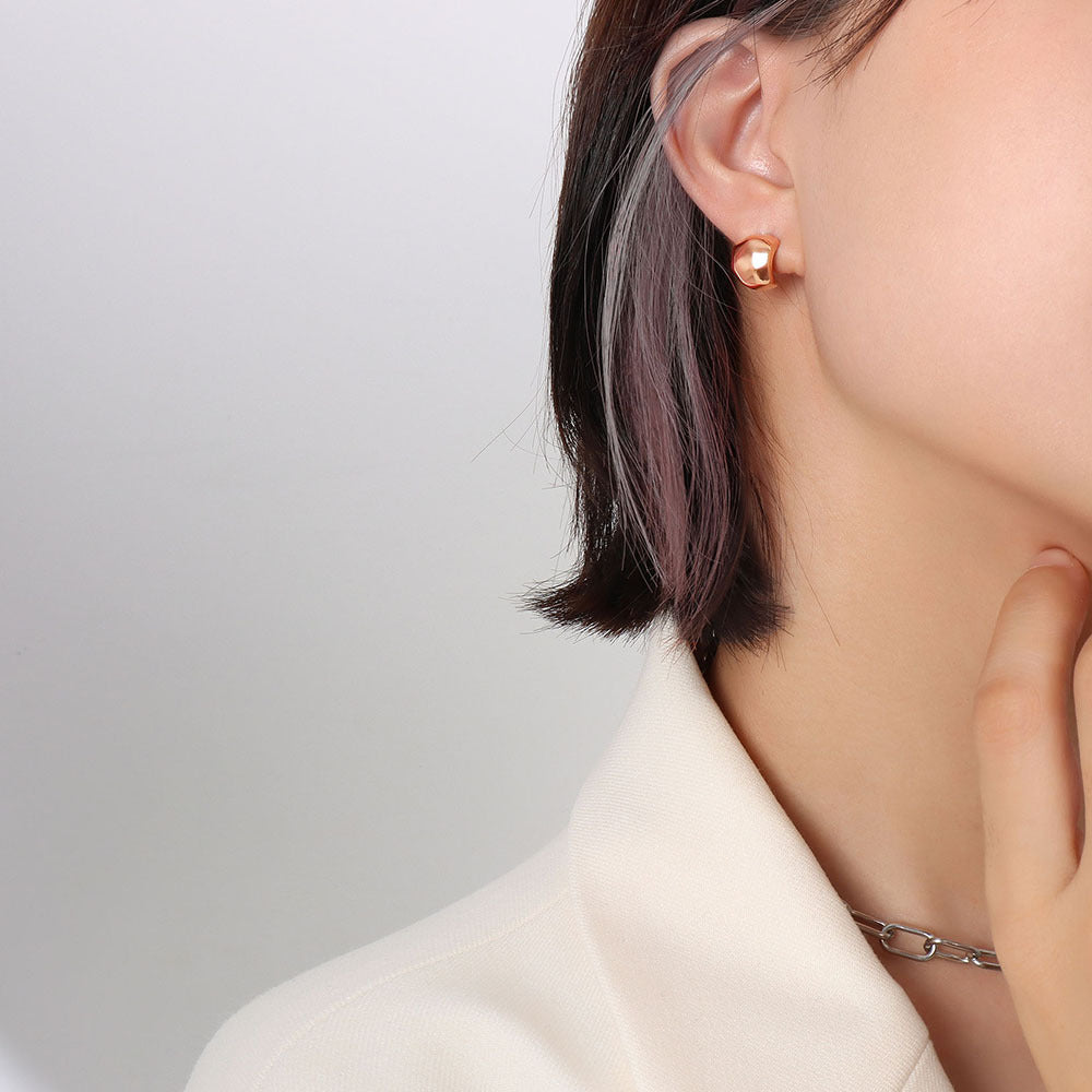 316L Stainless Steel 18K Gold Plated Irregular Geometric Rhombus Stud Earrings - Image 5