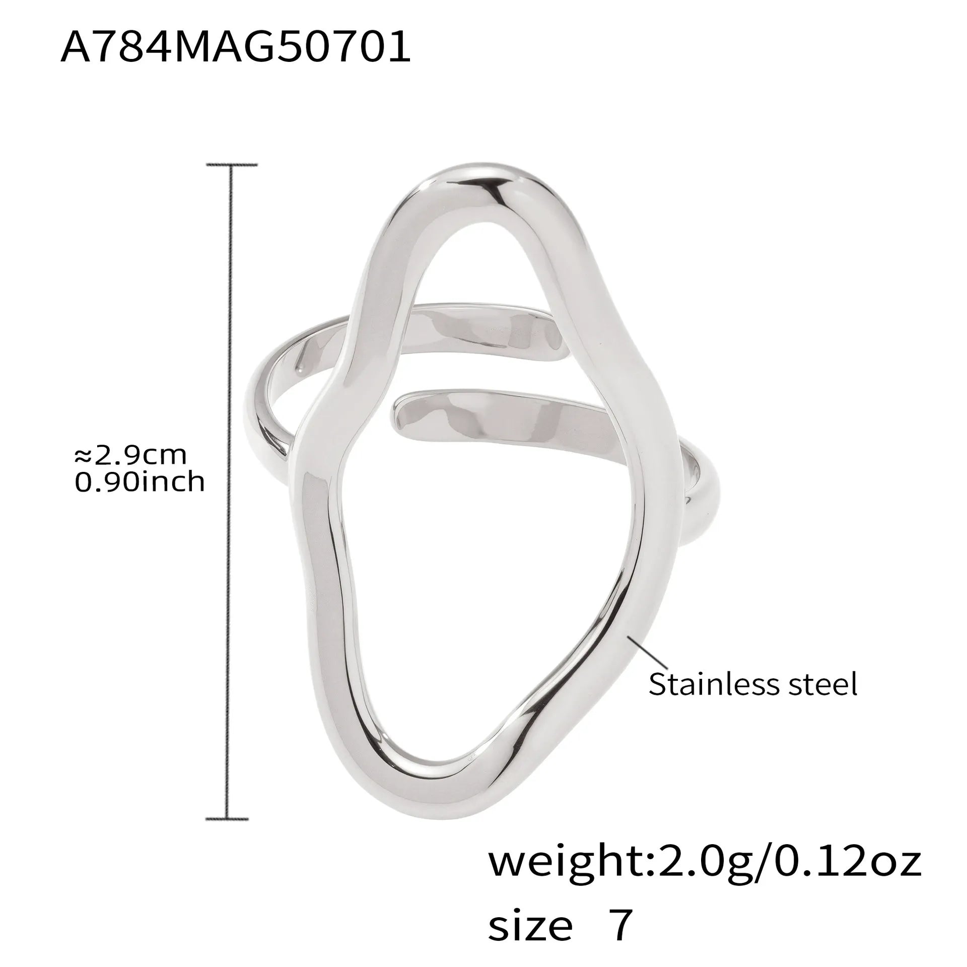 316L Stainless Steel 18K Gold Plated Irregular Geometric Line Open Ring - Image 7