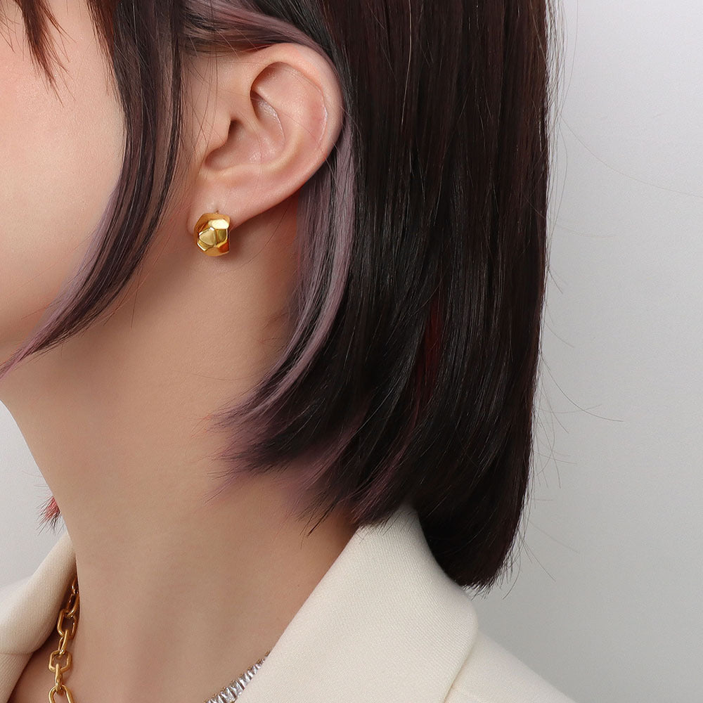 316L Stainless Steel 18K Gold Plated Irregular Geometric Rhombus Stud Earrings - Image 7