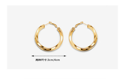 316L Stainless Steel 18K Gold Plated Irregular Twisted C-Shape Hoop Earrings - Image 1