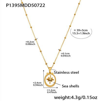 316L Stainless Steel 18K Gold Plated Kyanite Moon & Sea Turtle Charm Necklace - Image 1