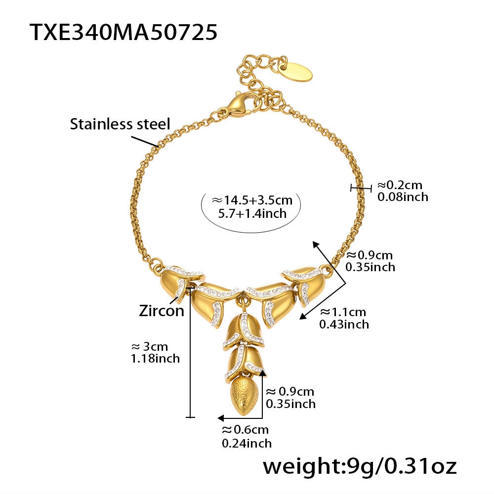 316L Stainless Steel 18K Gold Plated Kyanite Moon & Sea Turtle Charm Necklace - Image 11