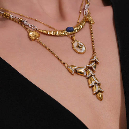 316L Stainless Steel 18K Gold Plated Kyanite Moon & Sea Turtle Charm Necklace - Image 16