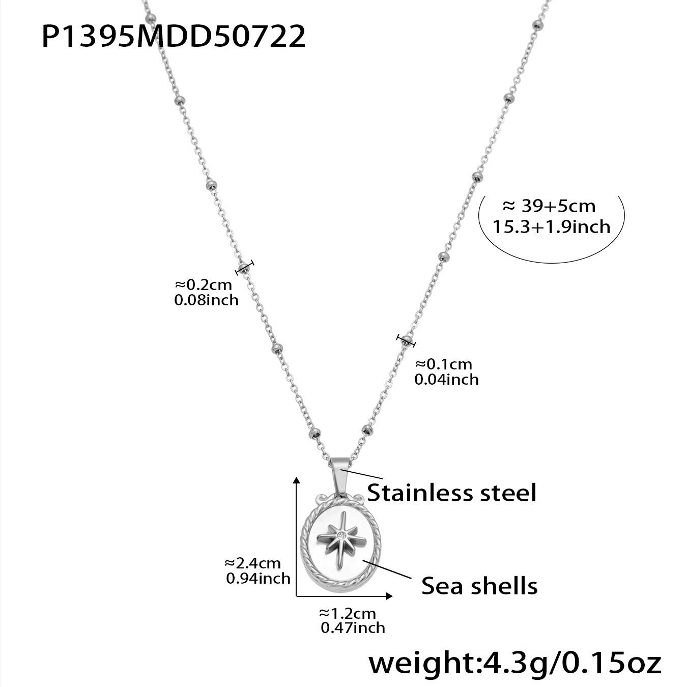 316L Stainless Steel 18K Gold Plated Kyanite Moon & Sea Turtle Charm Necklace - Image 2