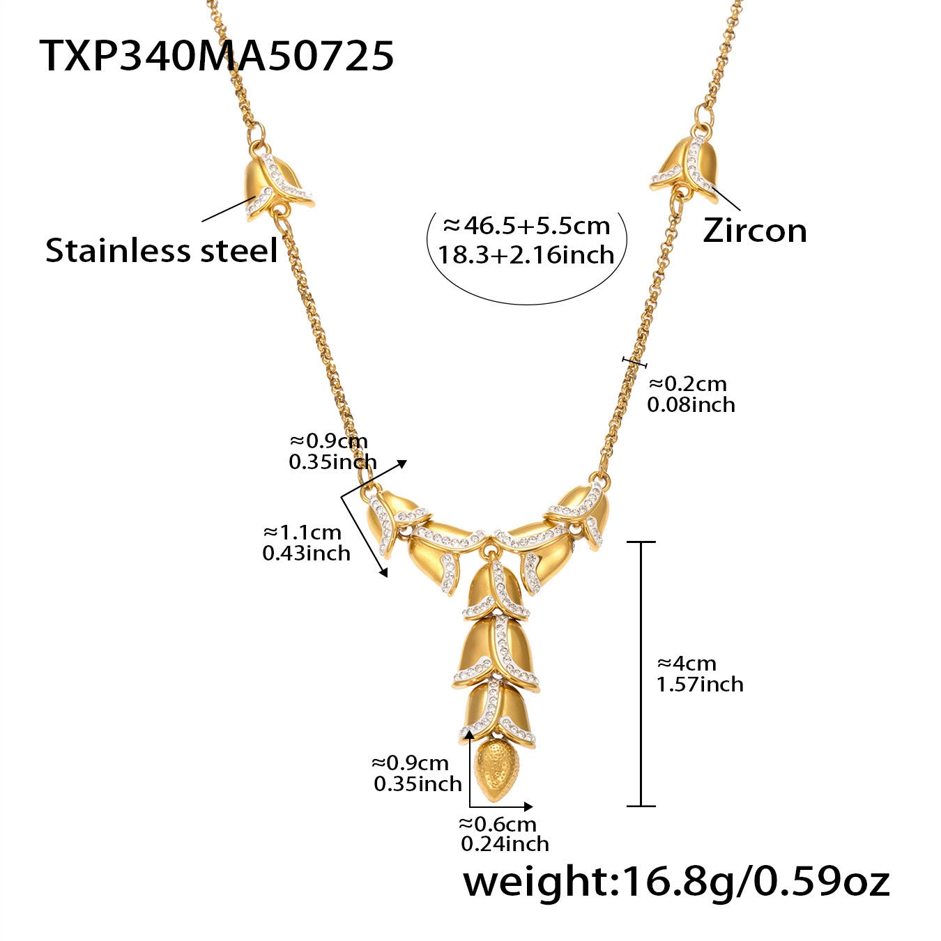 316L Stainless Steel 18K Gold Plated Kyanite Moon & Sea Turtle Charm Necklace - Image 6